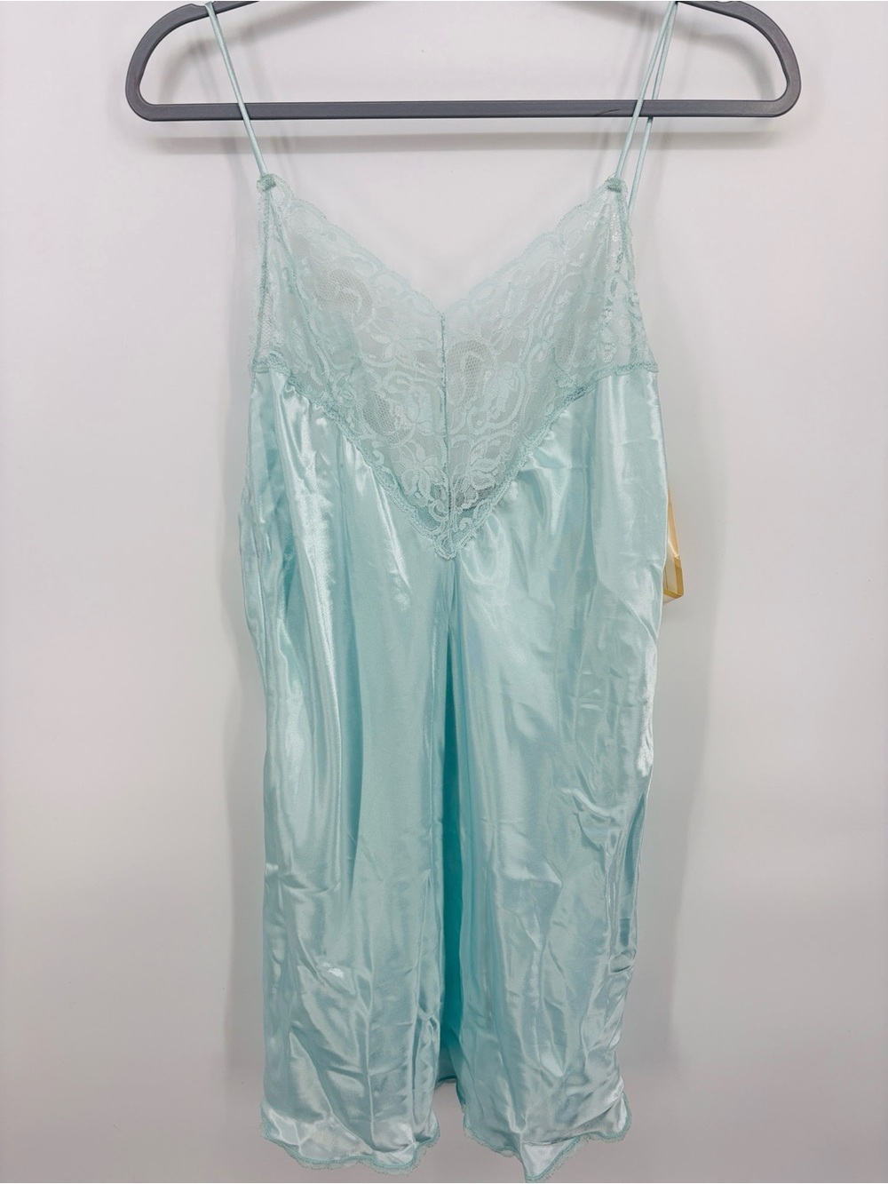 Val Mode Lingerie New Women’s L Satin Spaghetti Strap Lace Trim Slip On Gown